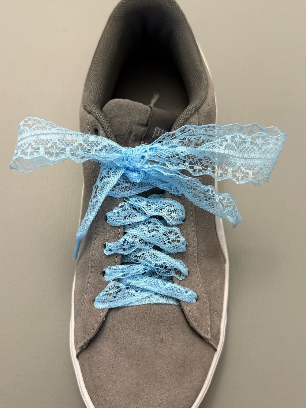 Baby Blue Lace Ribbon Shoe Laces Coquette Sneaker Laces Bow 47” Pair